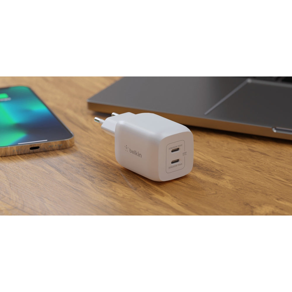 Belkin BoostCharge 2-Port USB-C GaN Wall Charger with P