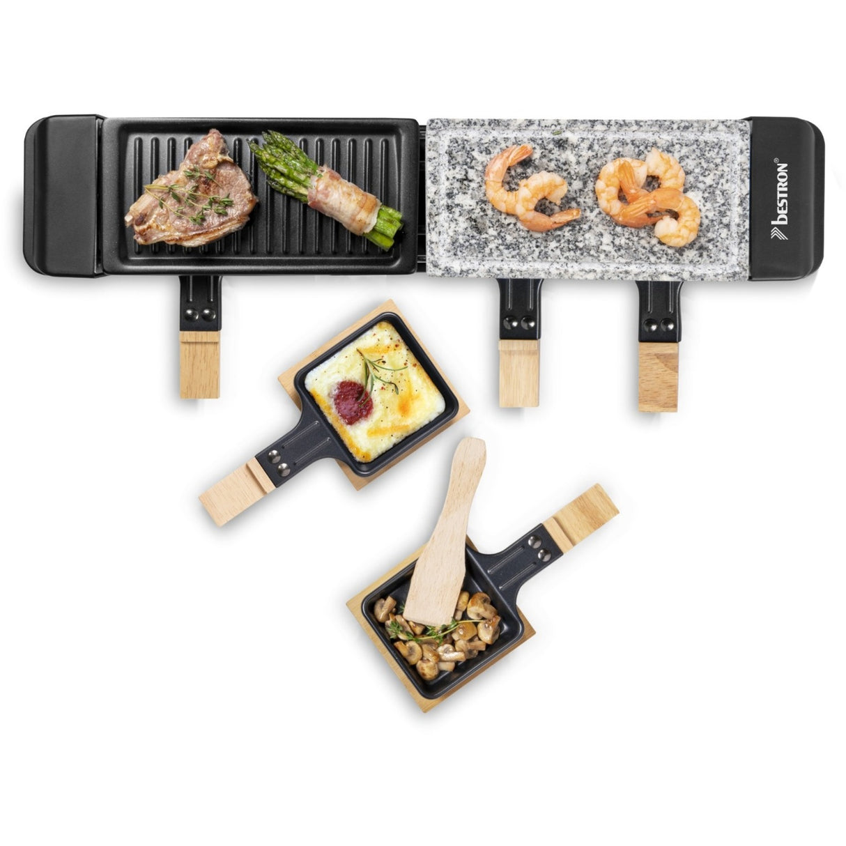 Bestron arg200bw raclette z naturalnym grillstone i grillpla