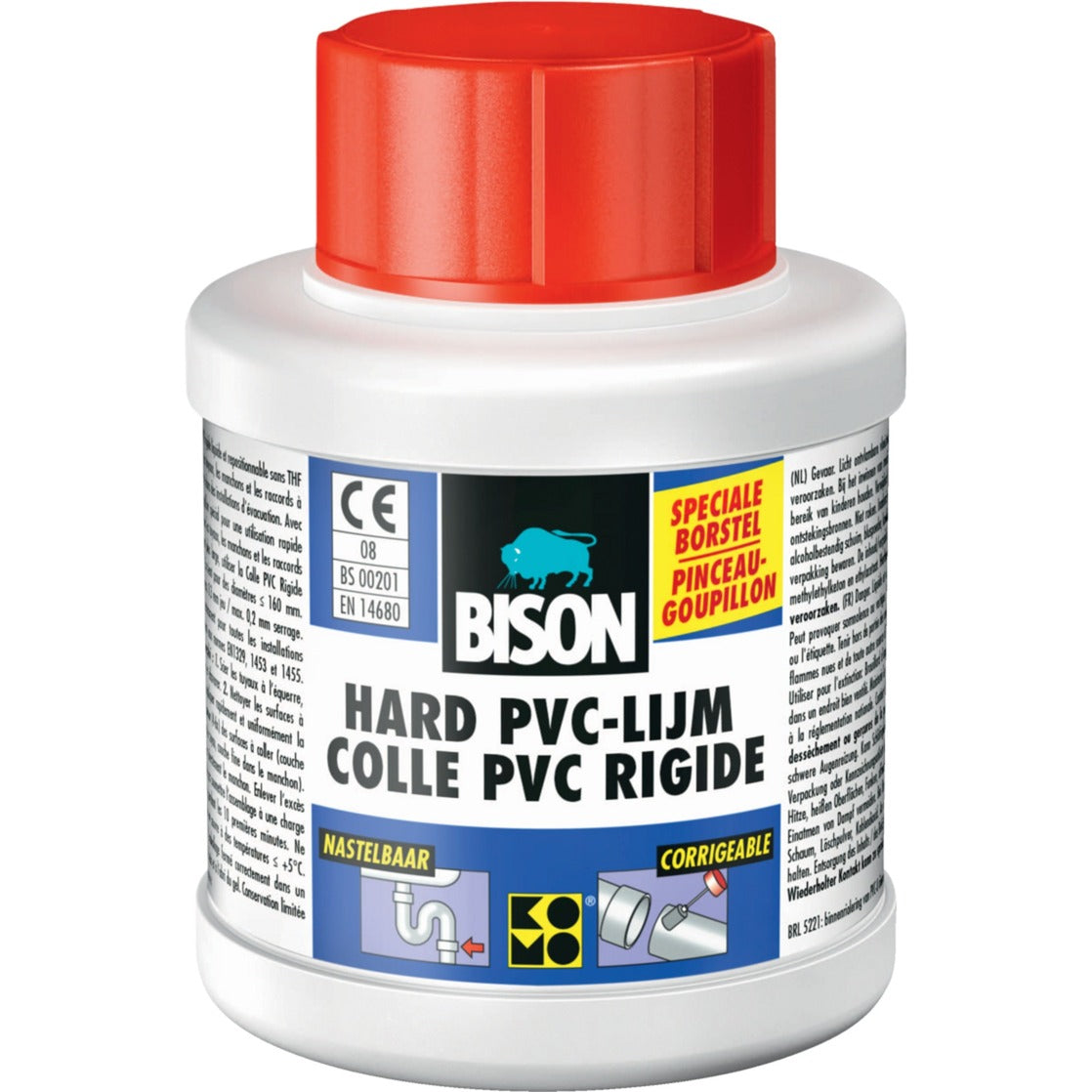 Bison hard PVC glue vial 250ml with brush