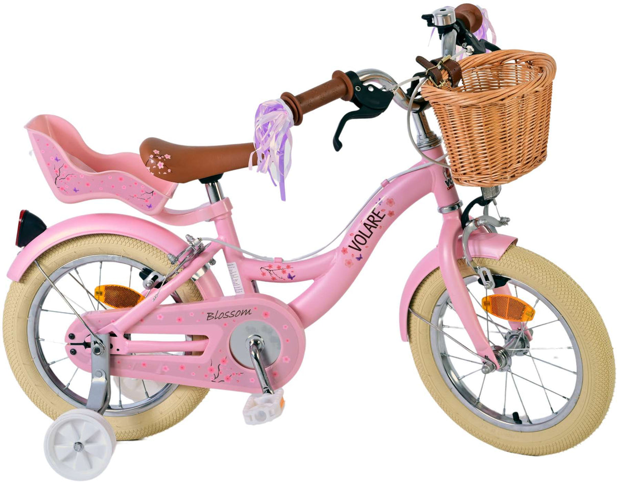 Volore Blossom Kannerbike vu Kanner vu Like 14 Zoll rosa zwee Handbremsen