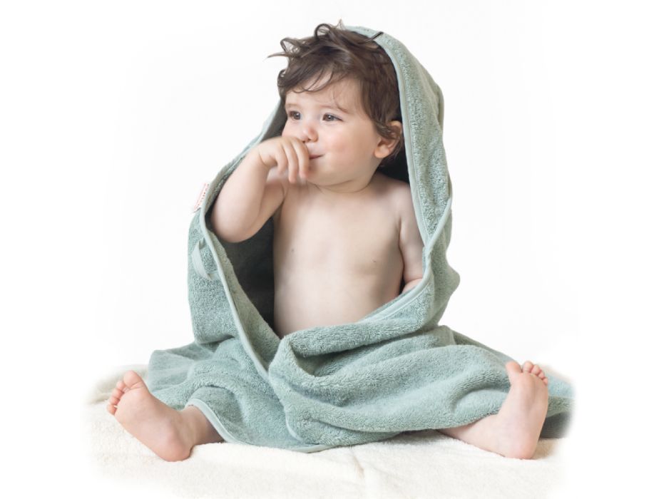 Bo Weevil baby towel with hood - Mineral green