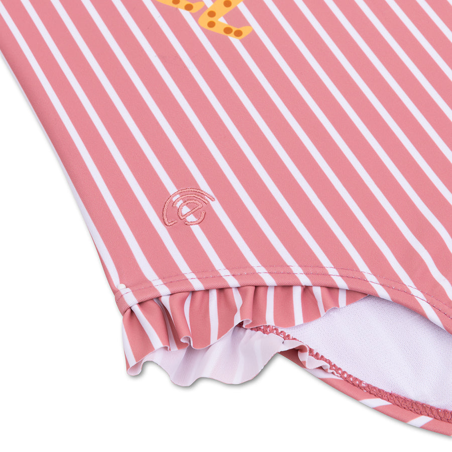 Boldlines Red White Striped Girls UV bathing suit