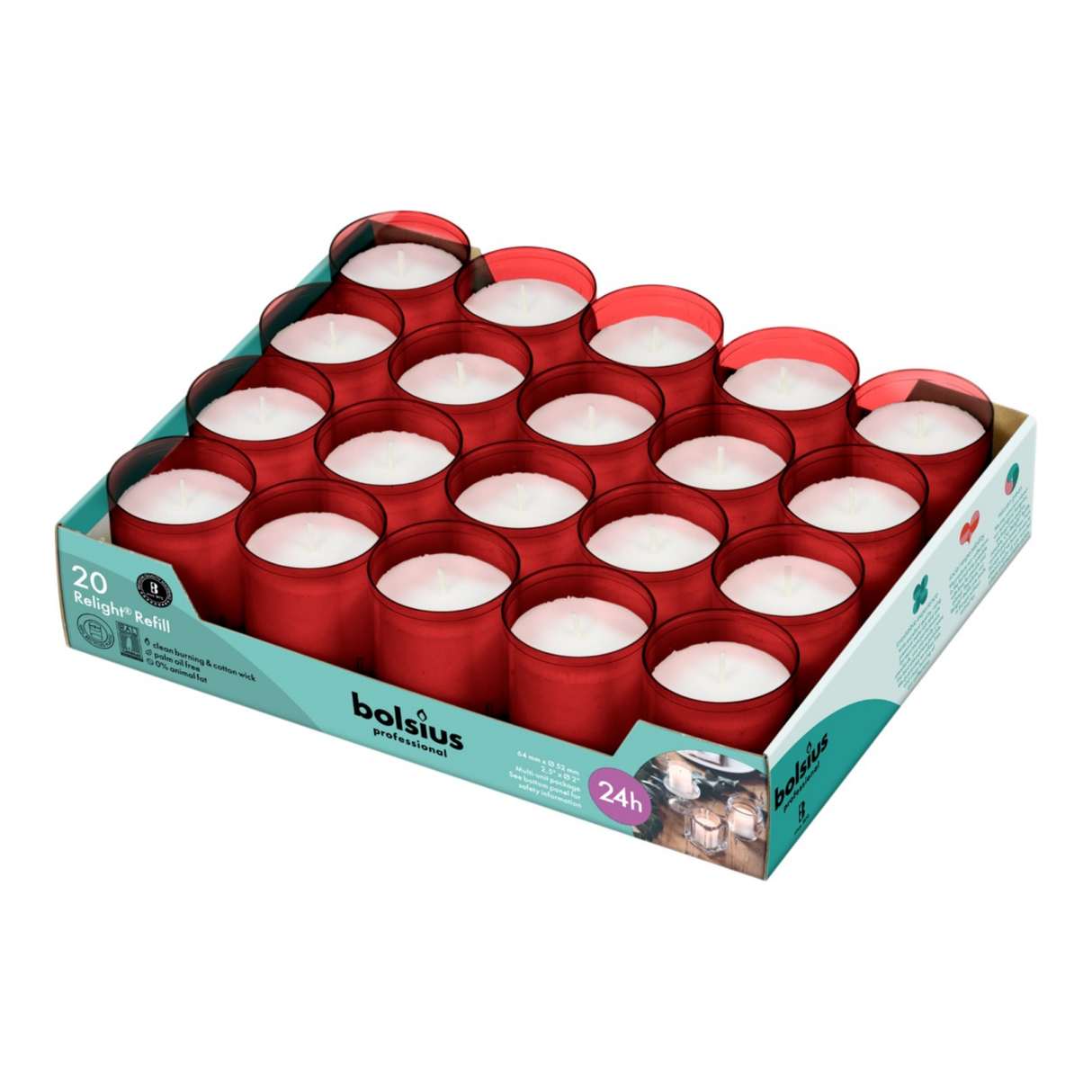Bolsius relight refill rood (20 stuks)