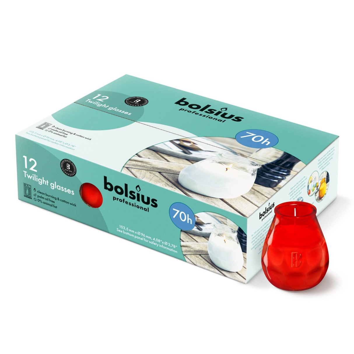 Bolsius twilight rood (12 stuks)