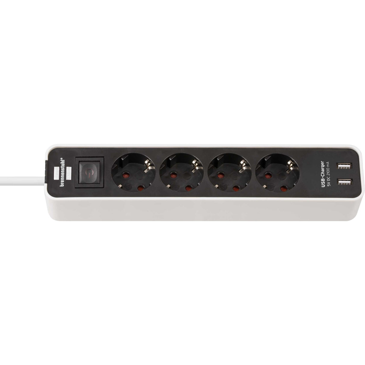Brennenstuhl -Socket mit Switch 4 Verbindungen + 2 USB -Anschlüsse weiß