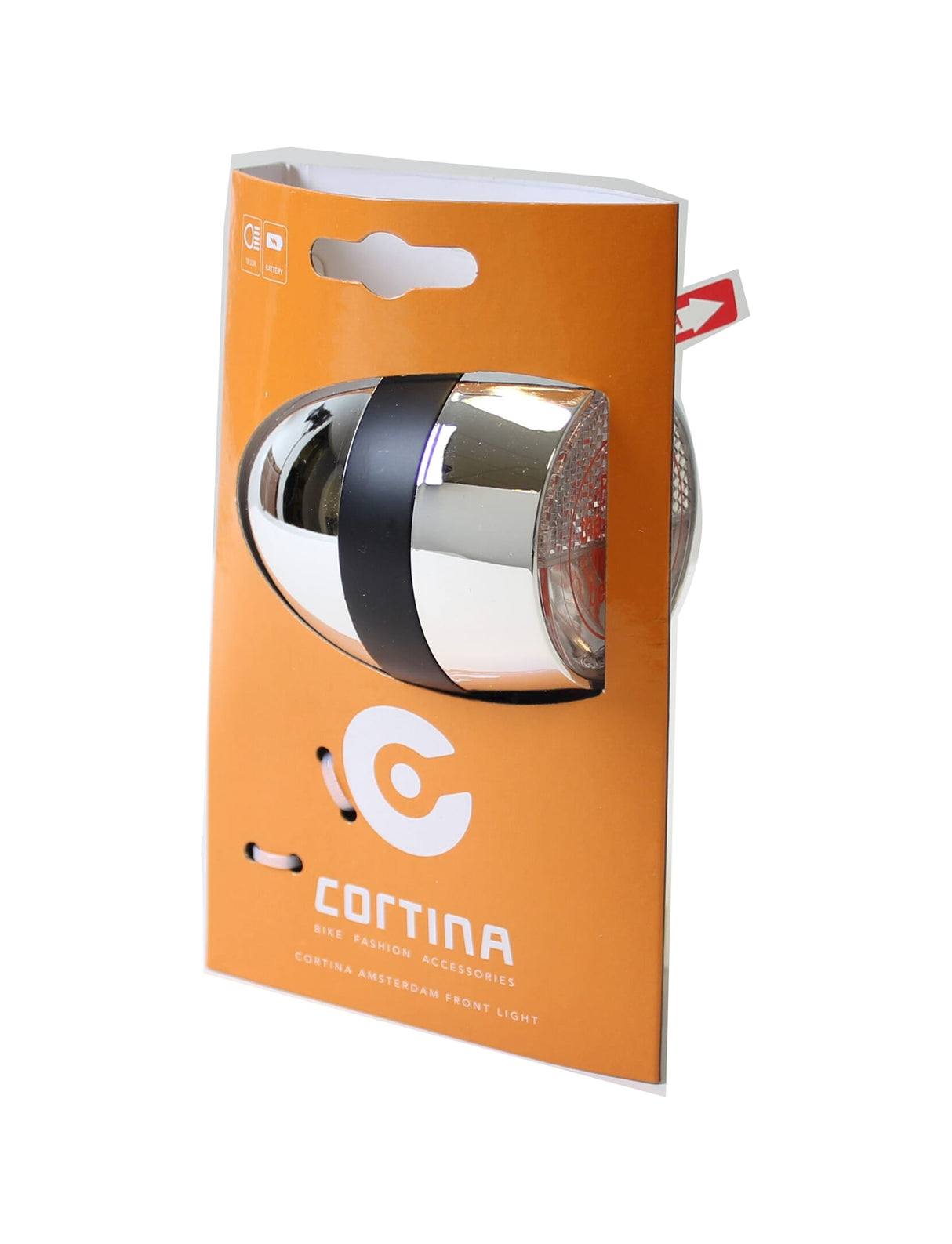 Cortina forlygter amsterdam batteri krom sort