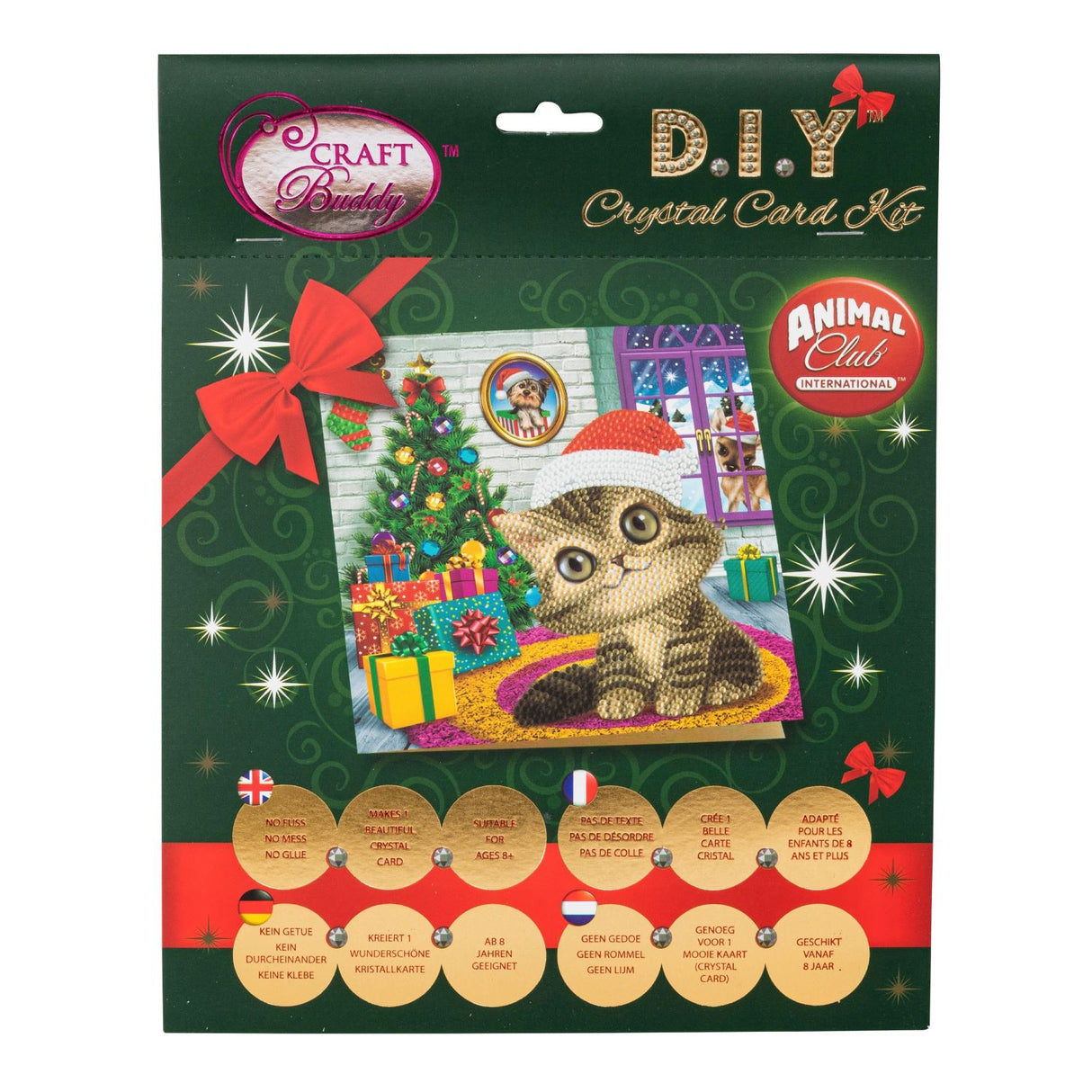 Brandunit Diamond Molerei - Chrëschtkaart vun engem Kitten