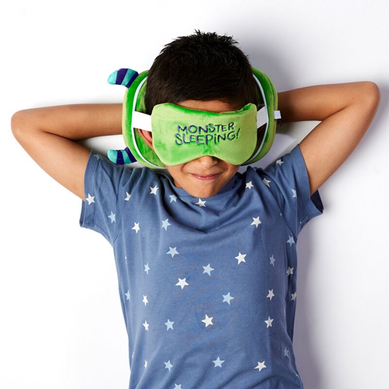 Relaxeazzz pluche monstarz monster rond reiskussen slaapmasker - groen