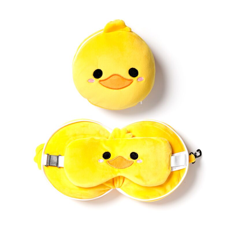 Relaxeazzz plush duck round travel pillow sleep mask