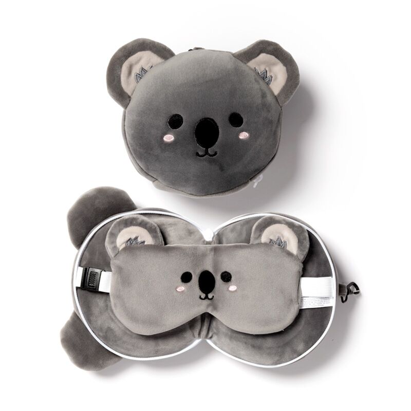 Plush adoramals koala round travel pillow sleep mask