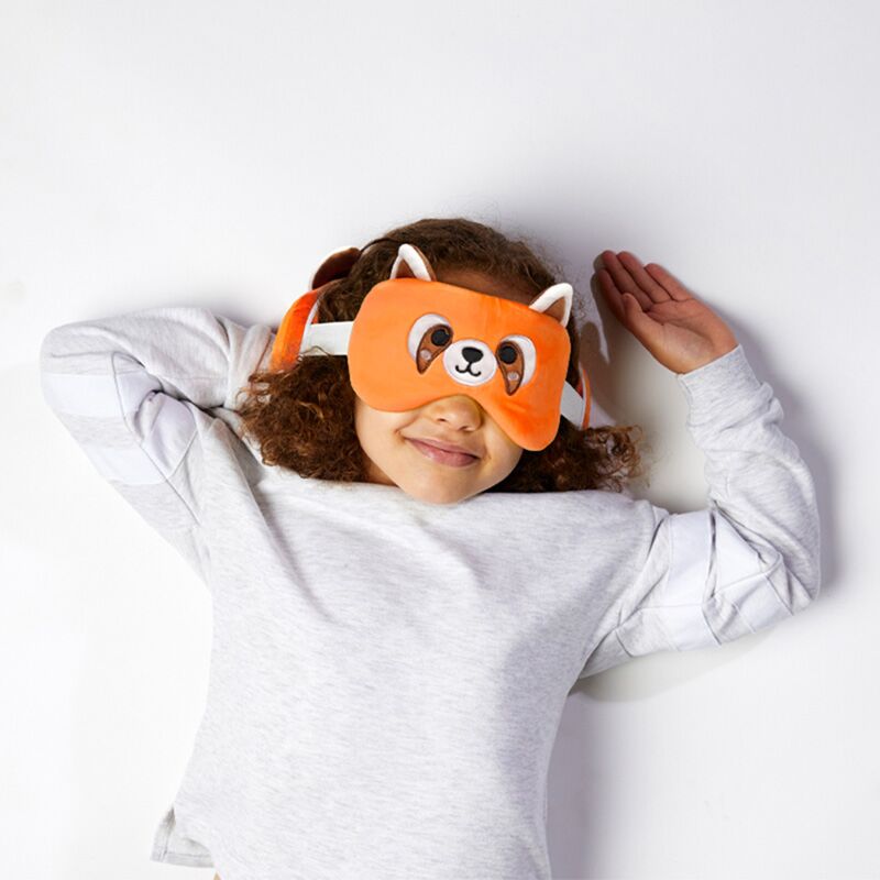 Panda rossa peluche di relaxeazzz intorno alla maschera per dormire cuscino da viaggio