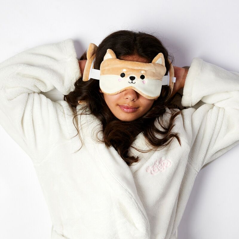 Relaxeazzz pluche shiba inu rond reiskussen slaapmask