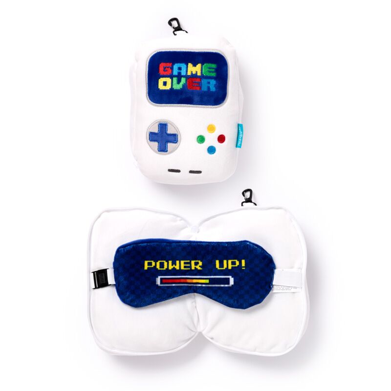 Relaxeazzz game over rond reiskussen slaapmasker