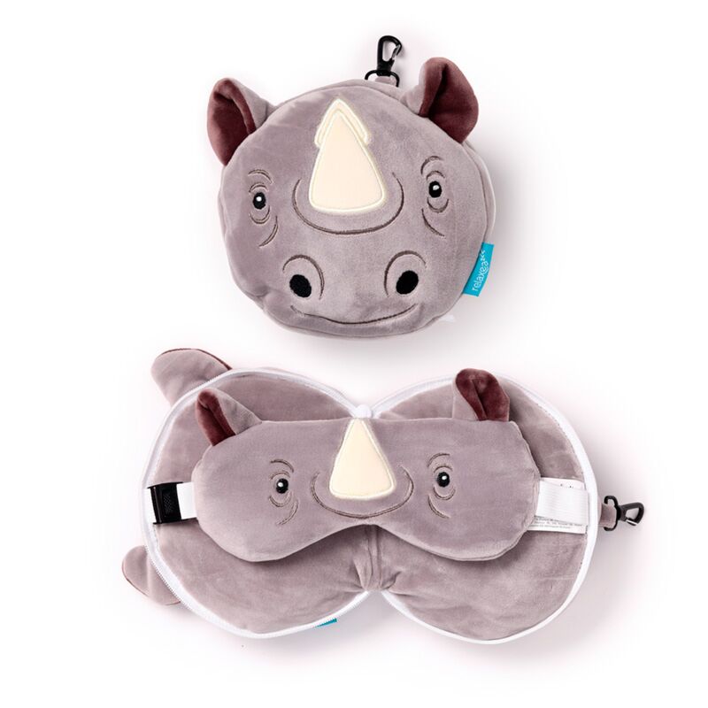 Relaxeazzz neushoorn rond reiskussen slaapmasker