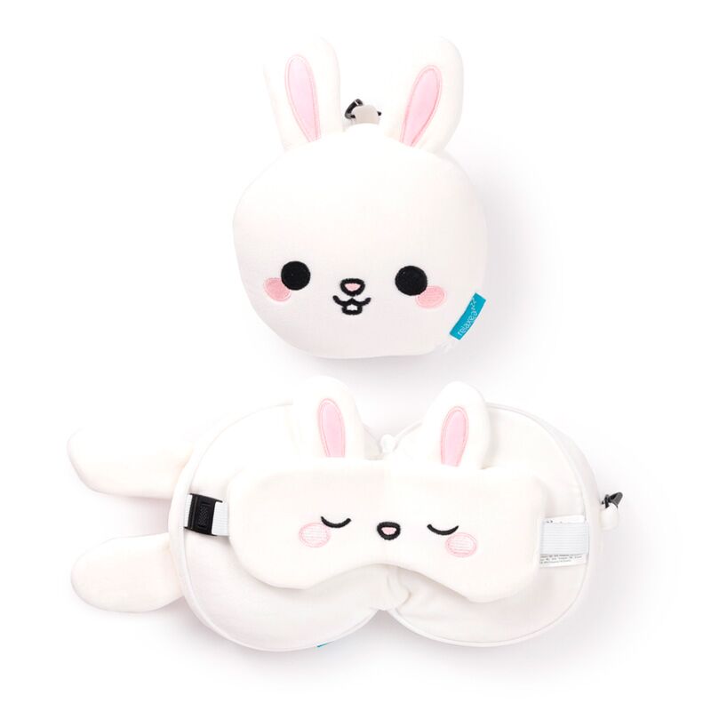 Relaxeazzz Adoramals Frances The Rabbit, maschera per dormire con cuscino da viaggio rotondo