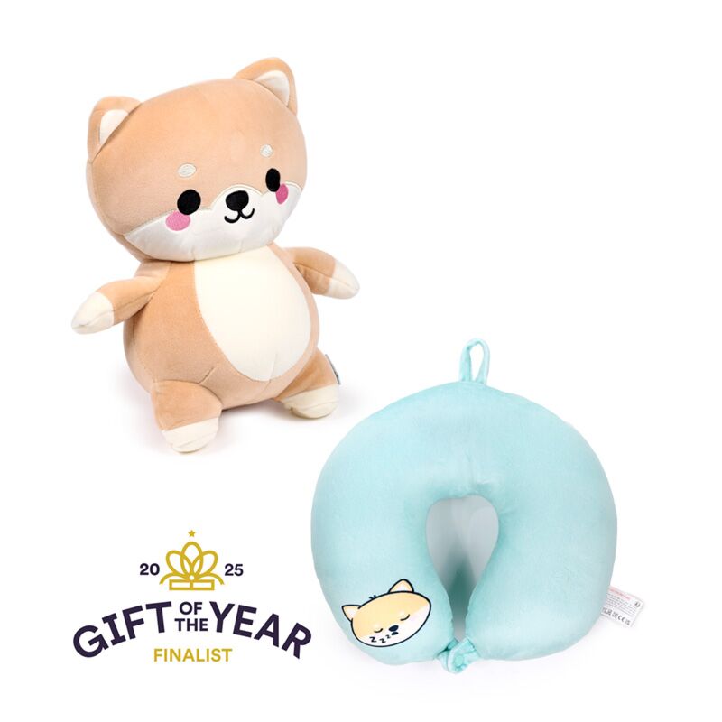 Swapseazzz Adoramals Shuggs de Shiba Inu 2-in-1 Plush Travel pillow