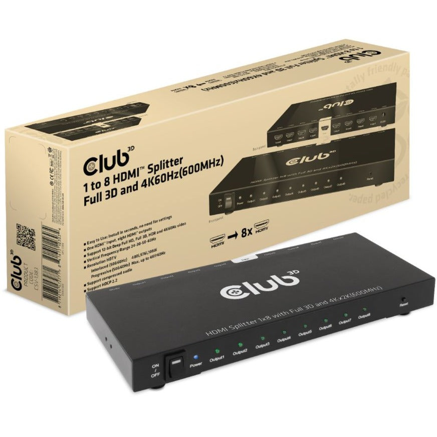 Club 3D 1 do 8 HDMI SPLITTER FULL 3D i 4K60Hz (600 MHz)