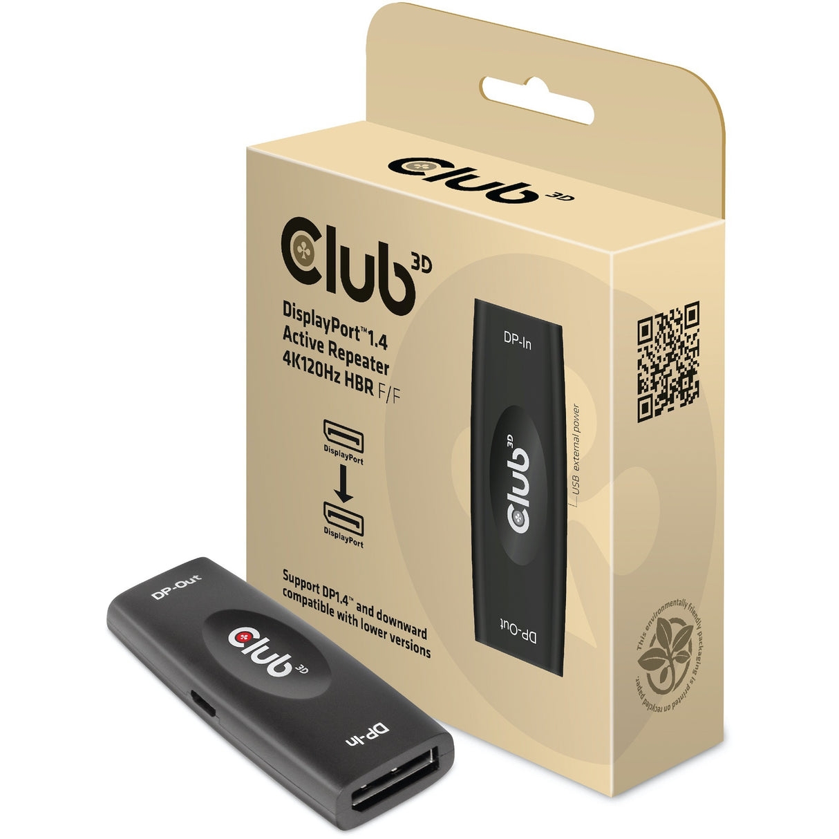 Club 3D DisplayPort 1.4 Repetidor activo 4K120Hz HBR3 F F