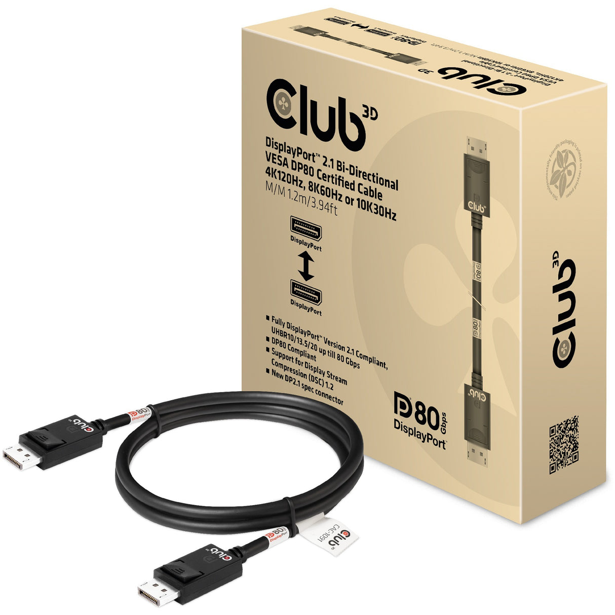 Club 3D DisplayPort 2.1 Dvosmerni VESA DP80 certificiran