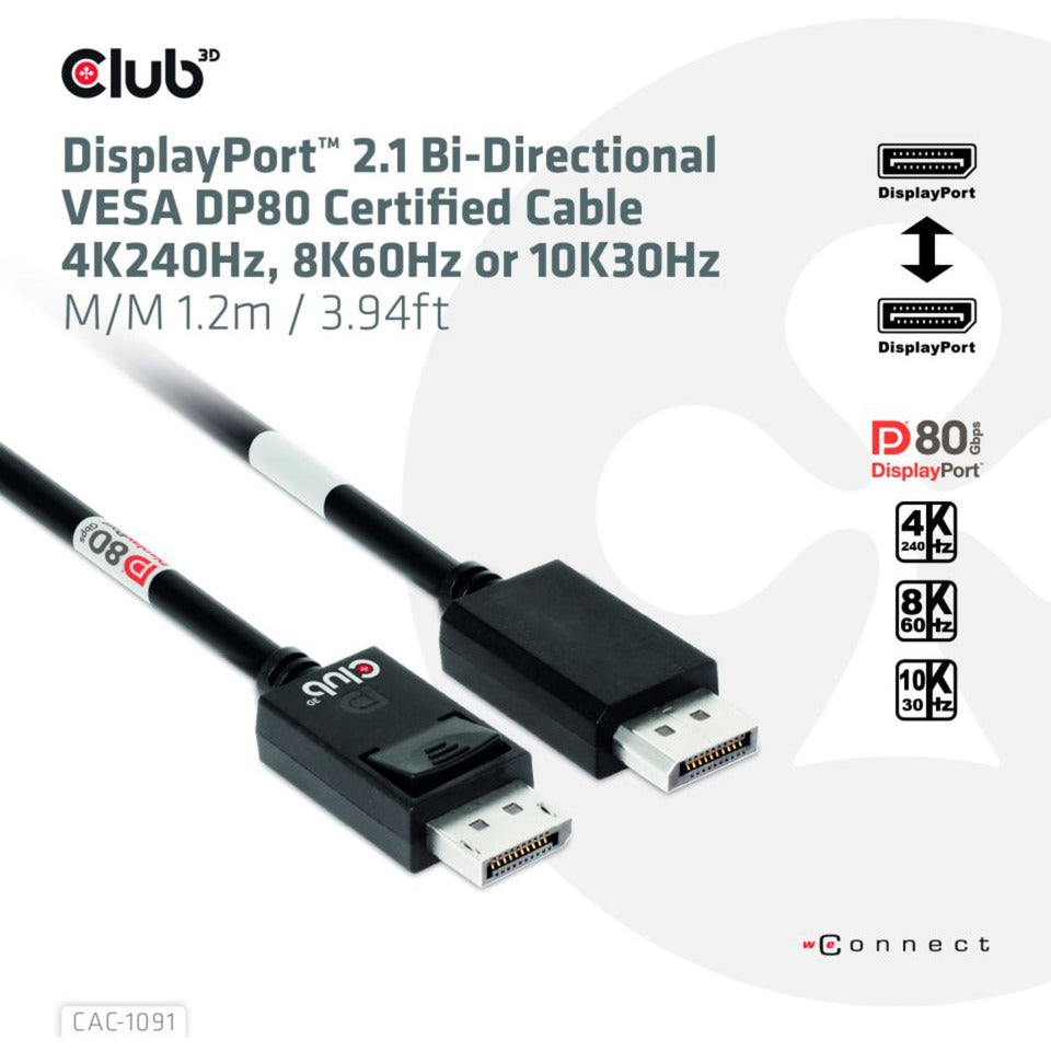Club 3D DisplayPort 2.1 Dvosmerni VESA DP80 certificiran