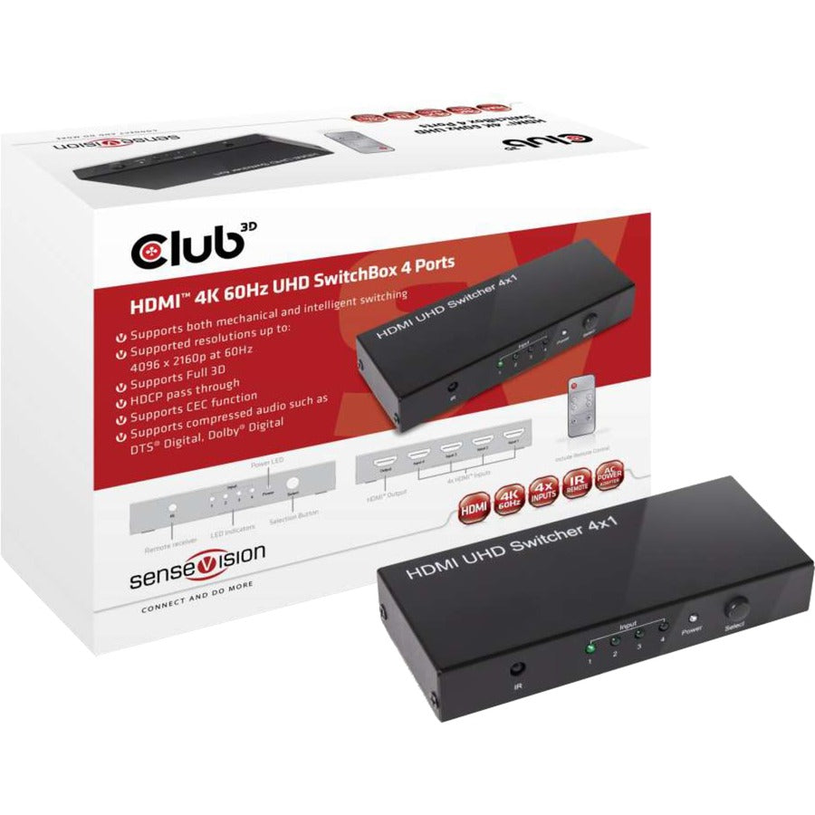 Club 3D HDMI 2.0 UHD Switchbox 4 porte