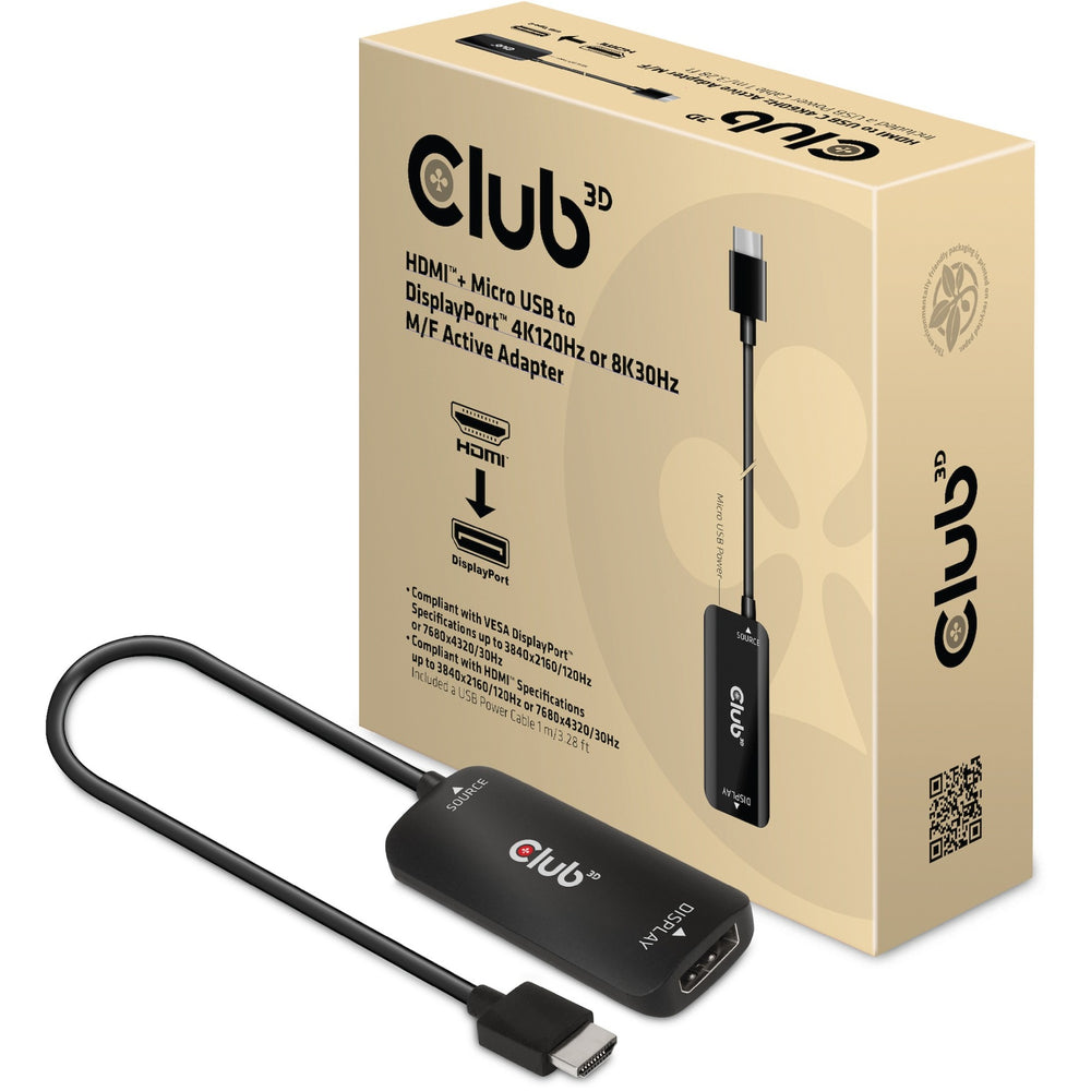 Club 3D HDMI + Micro USB til DisplayPort aktiv adapter
