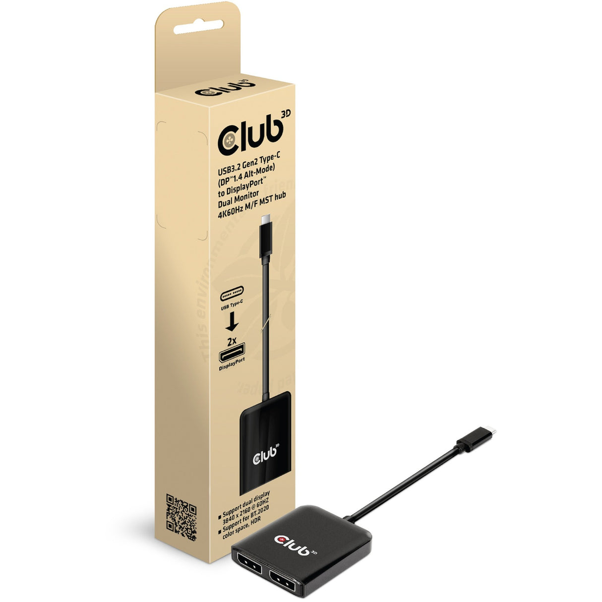 Club 3D USB 3.2 Gen2 Type-C (DP Alt-tryb) do wyświetlaniaport