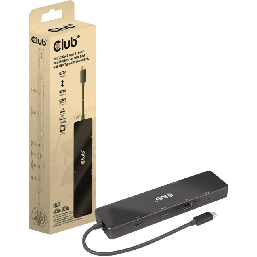 Club 3D USB-C 3.2 Gen2 6-in-1 dvojni prikaz prenosni pristanišče