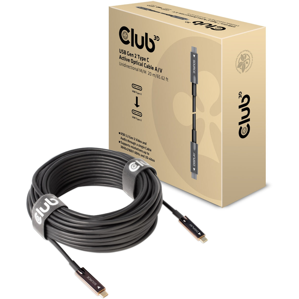 Club 3D USB-C GEN 2 Active Optical A V Unidirezionale m m