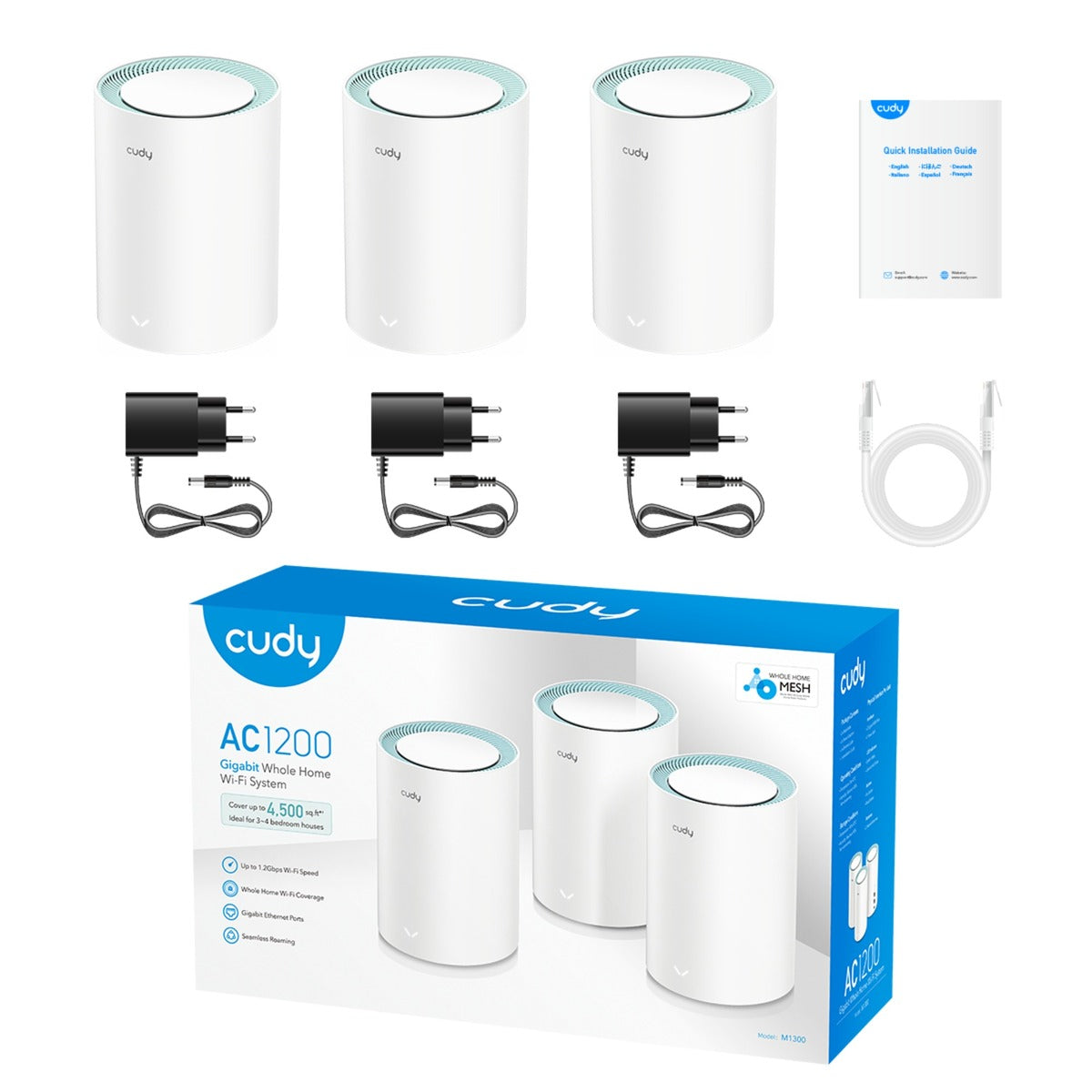 Cudy AC1200 Gigabit Mesh Wi-Fi System (3-Pack)