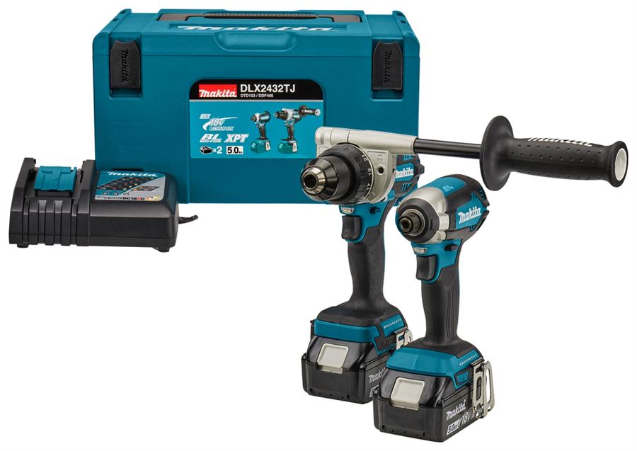 Makita combiset: ddf486, dtd153, snellader 5.0ah accu's (2st) in mbox