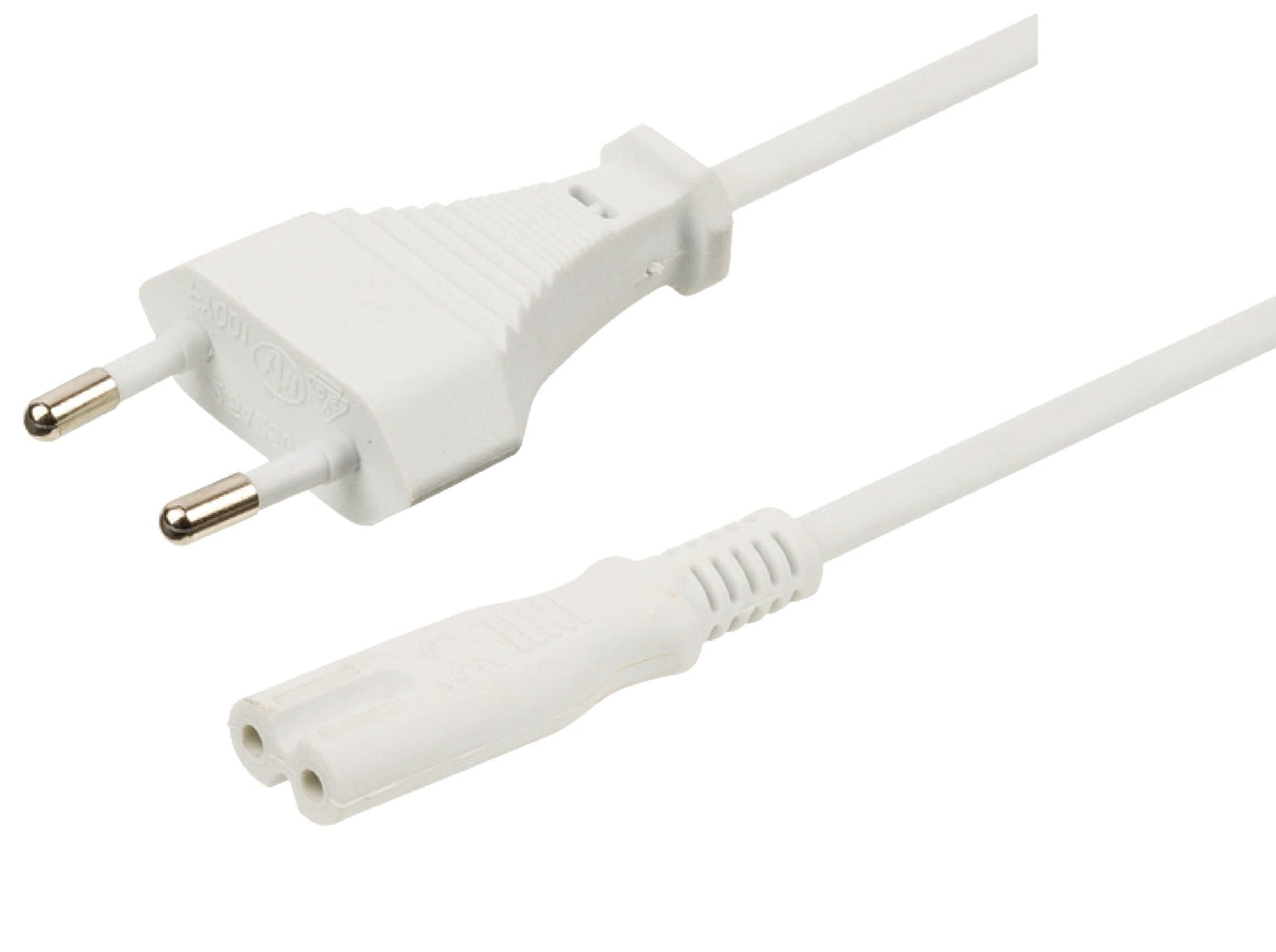 HUISMERK EURO na IEC320 -C7 napájecí kabel 3 metry - bílý