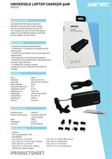 Universal Yanec Universal Laptop CA Adaptador 90W com 8 dicas - Black