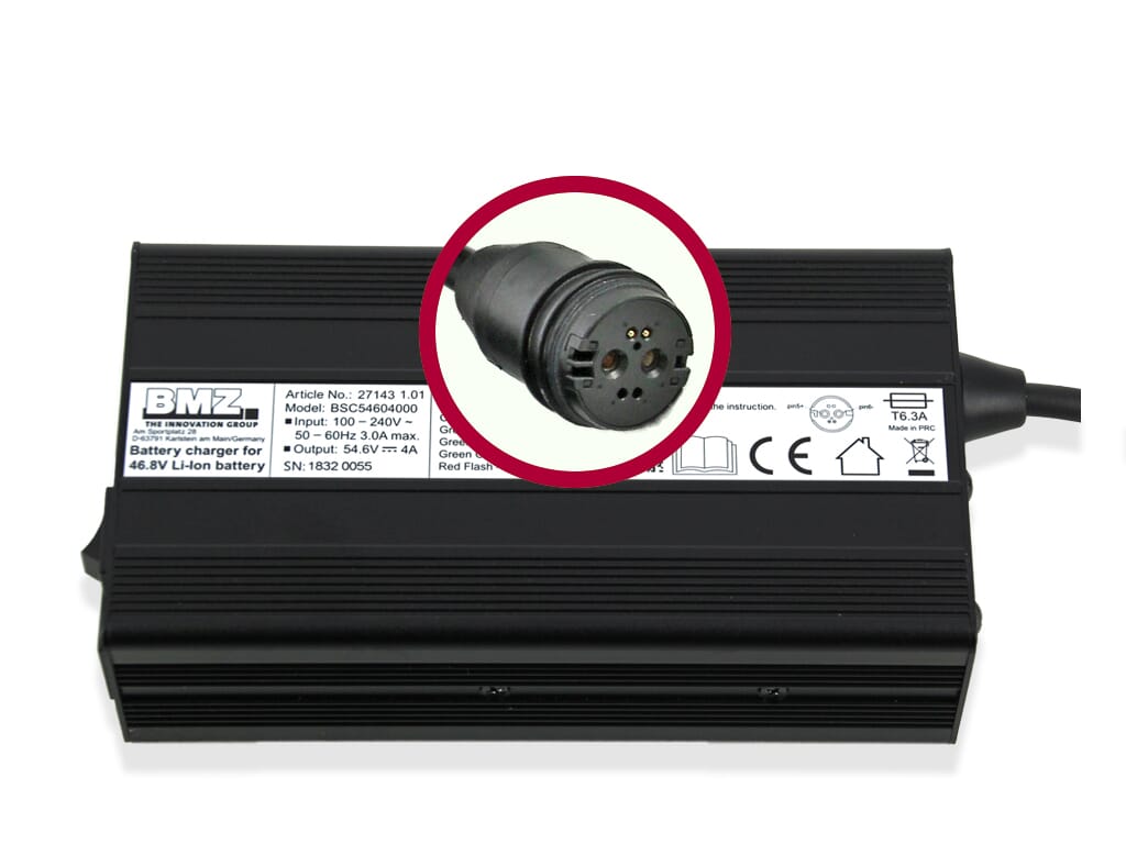 BMZ battery charger Li-ion 54.6V 4A Plug Rosenberger