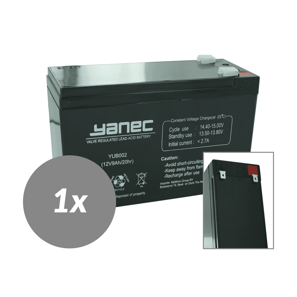 Yanec UPS Battery Replacement set RBC158 (excl. Cables)