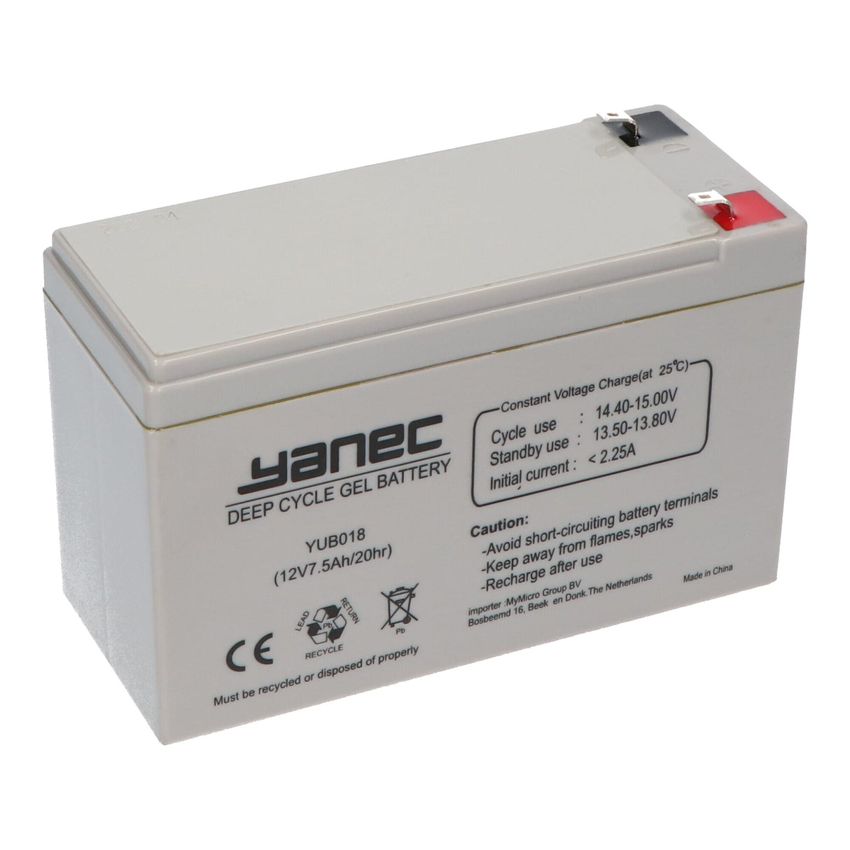 Yanec gelbatteri 12v 7.5ah