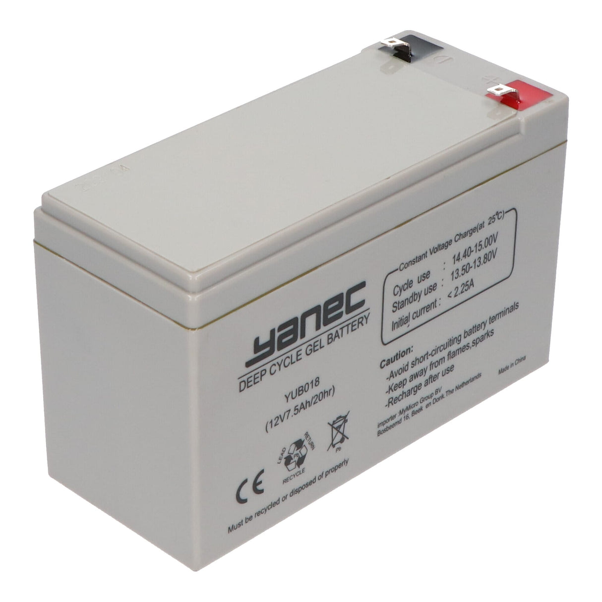 Yanec gelbatteri 12v 7.5ah
