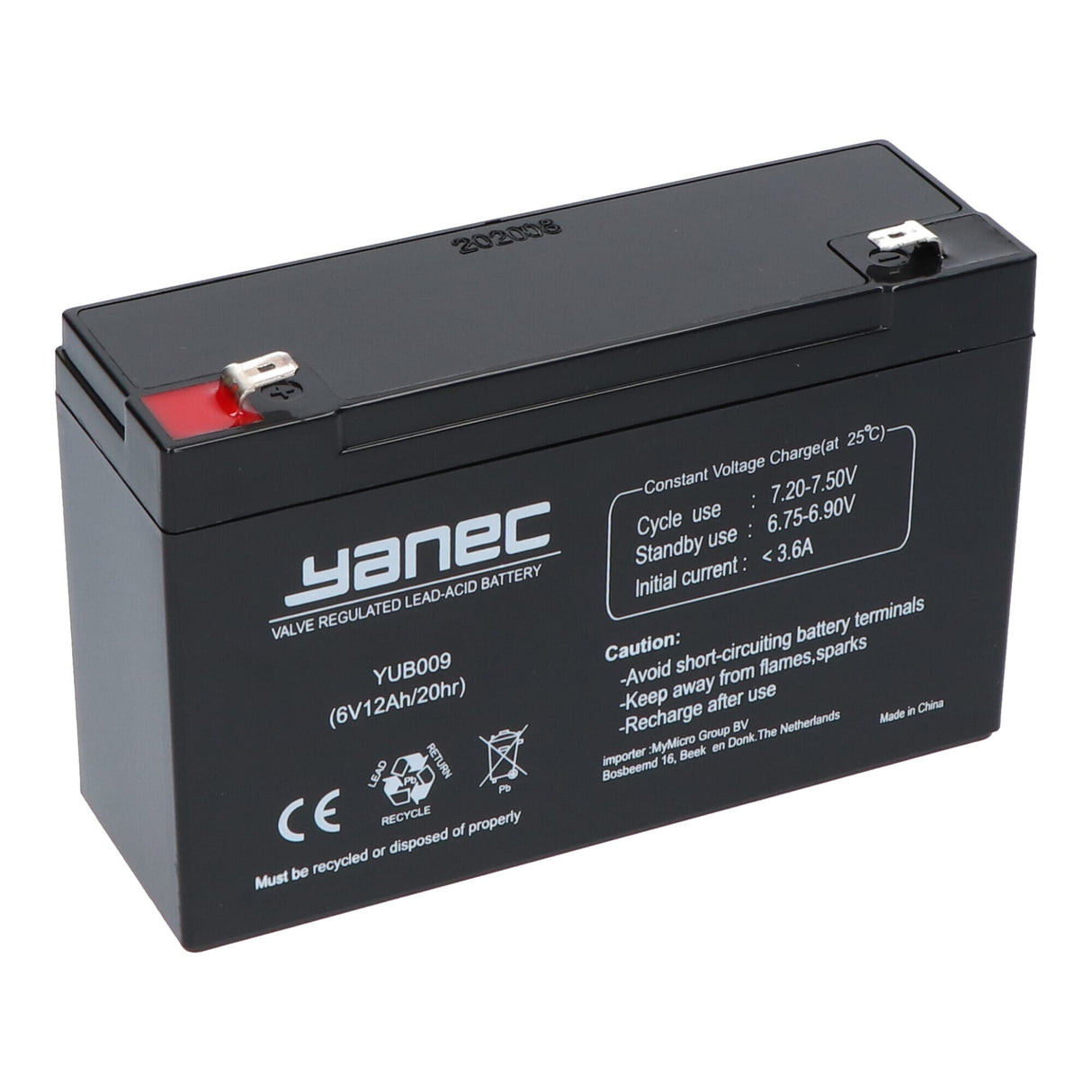 Yanec blybatteri 6v 12ah