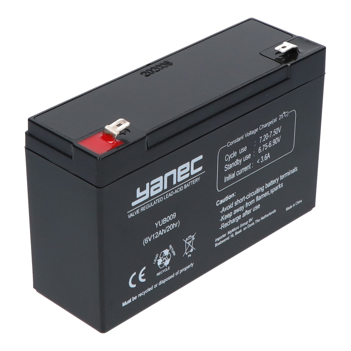 Yanec blybatteri 6v 12ah