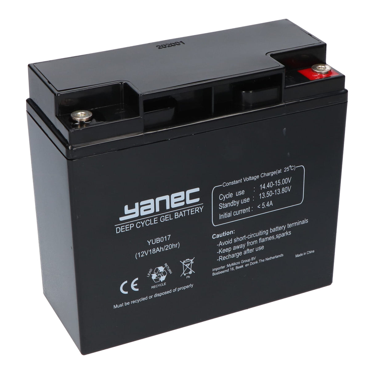 Yanec gelbatteri 12v 18Ah