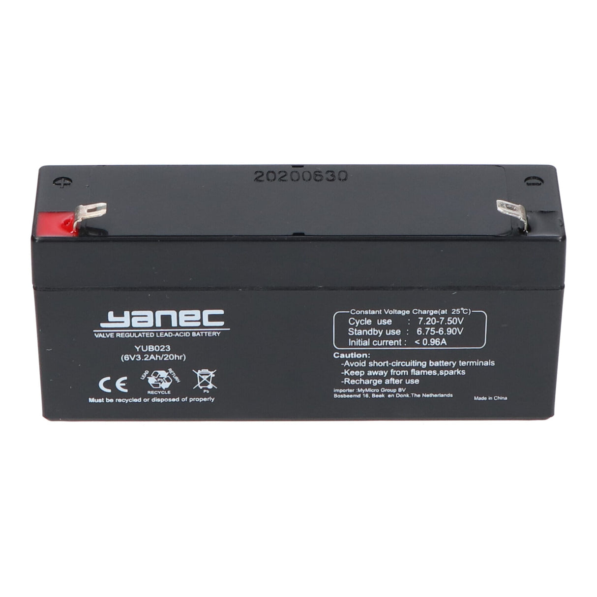 Batteria di piombo Yanec 6V 3.2Ah