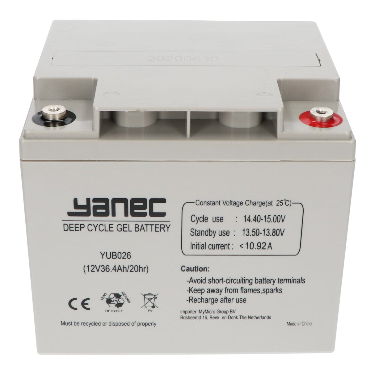 Yanec -Gel -Batterie 12V 36,4AH
