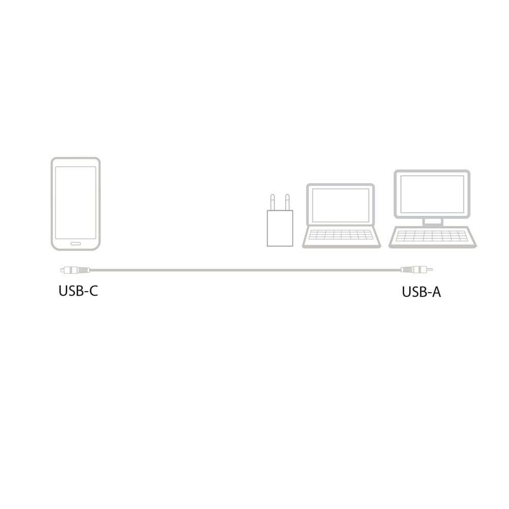 Handle USB-A mand til USB-C mandlig belastning og synkroniseringskabel 1m nylon
