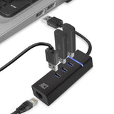 Act Connectivity USB Hub 3.2 3X USB-A Ethernet, czarny