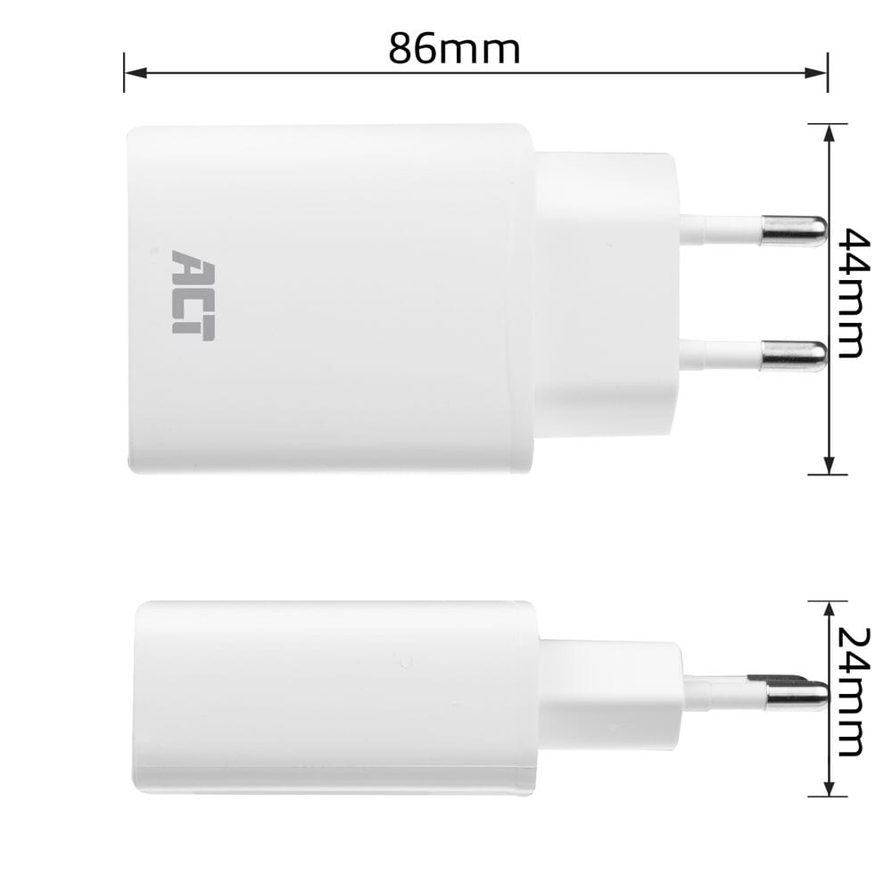Act USB-C-oplader, 1-port, 20W, strømforsyning, hvid