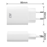 ACT USB-C charger, 1-port, 20W, Power Delivery, White