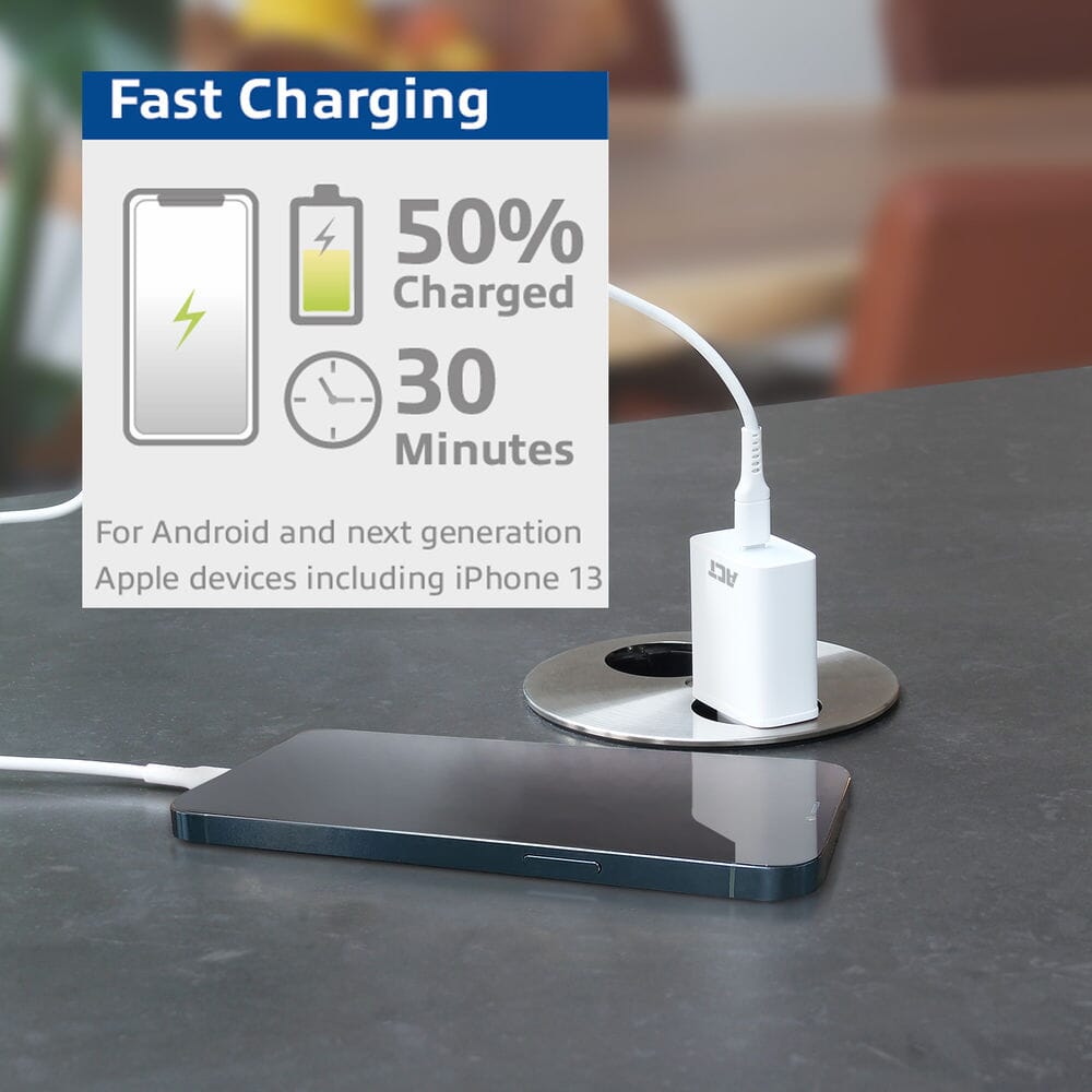 Act USB-C-oplader, 1-port, 20W, strømforsyning, hvid