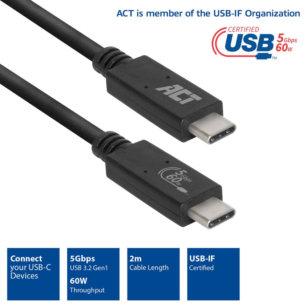 ACT USB 3.2 Gen1 Verbindungskabel C männlich - c männlich 2 m