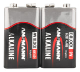 Ansmann Alkaline battery 9 Volt e Block 6LR61 2 PCS. shrinkage