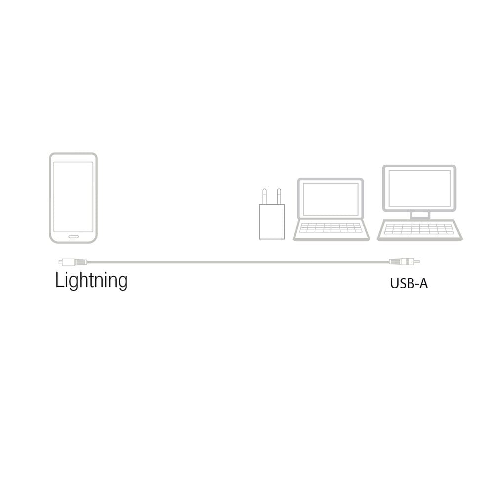 Handle USB A til lynbelastning og datakabel 1m nylon - Hvid